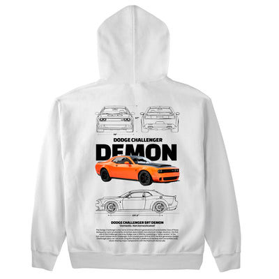 Moletom Básico Com Capuz Unissex Dodge Challenger Demon W-BRANCO