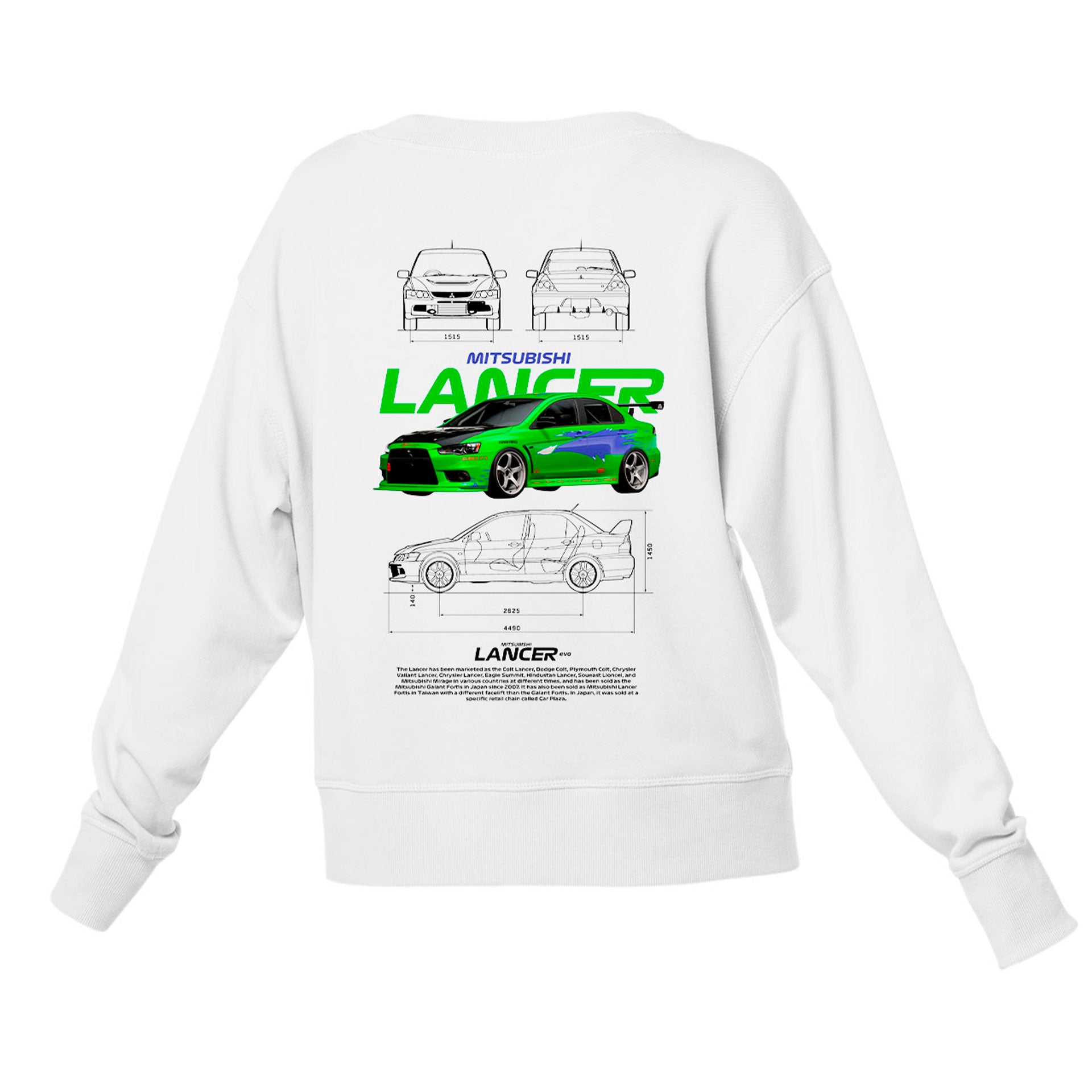 Moletom Gola Redonda Unissex Mitsubishi Lancer WHITE-BRANCO