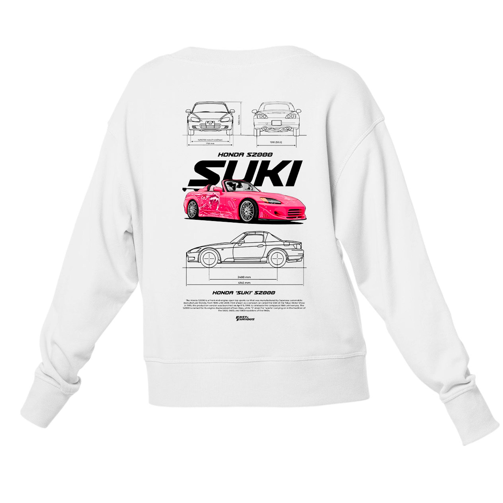 Moletom Gola Redonda Unissex Honda SUKI S2000 2-BRANCO