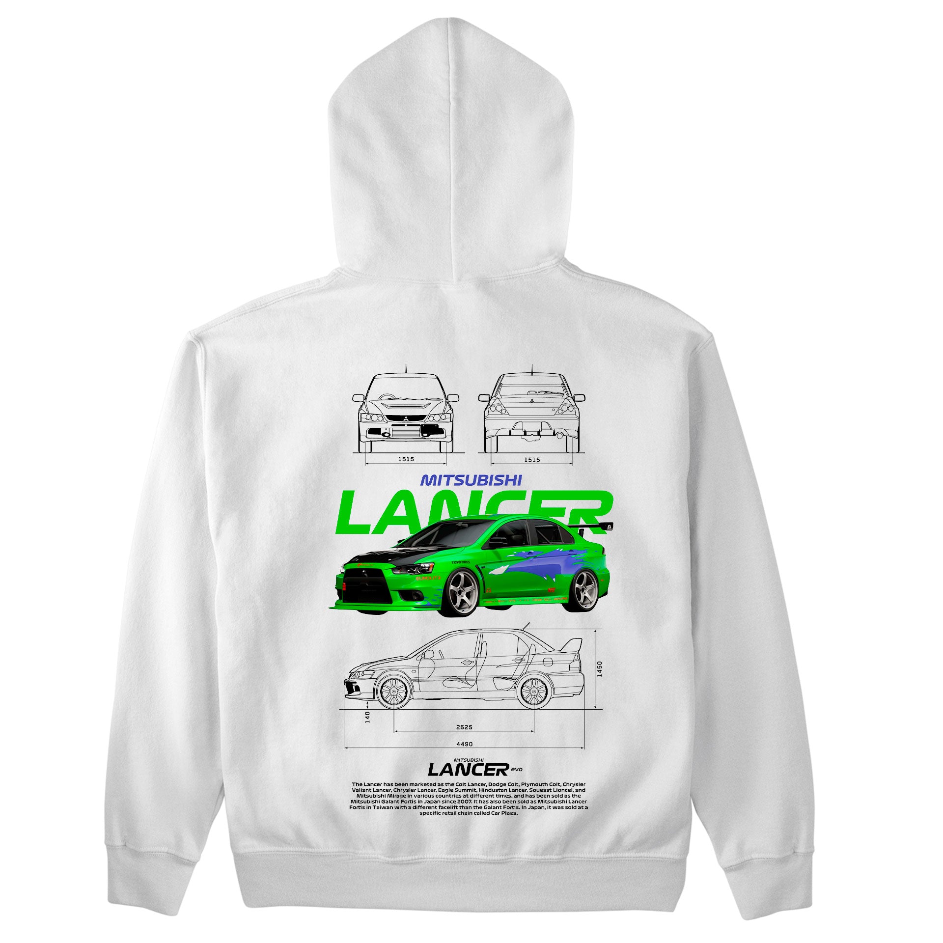 Moletom Básico Com Capuz Unissex Mitsubishi Lancer WHITE-BRANCO