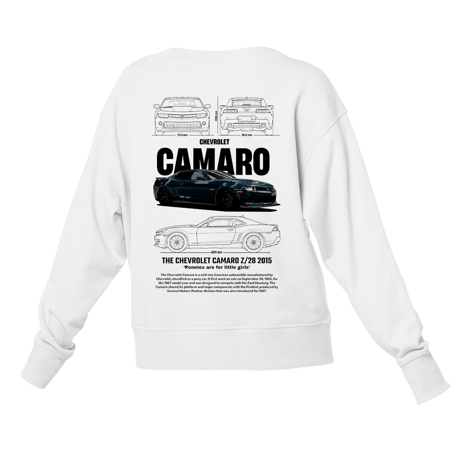 Moletom Gola Redonda Unissex Chevrolet Camaro Z28 2015-BRANCO