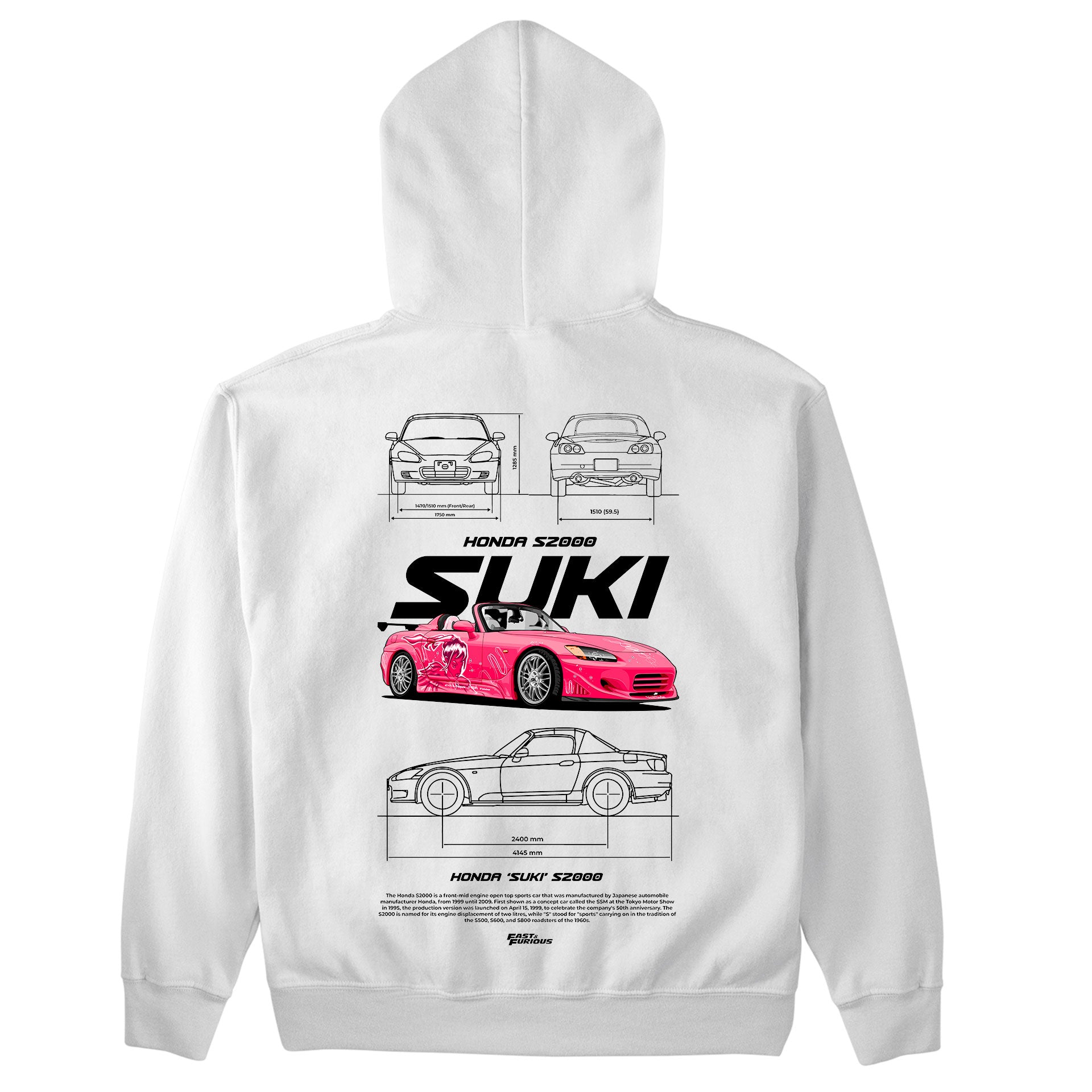 Moletom Básico Com Capuz Unissex Honda Suki S2000 2-BRANCO