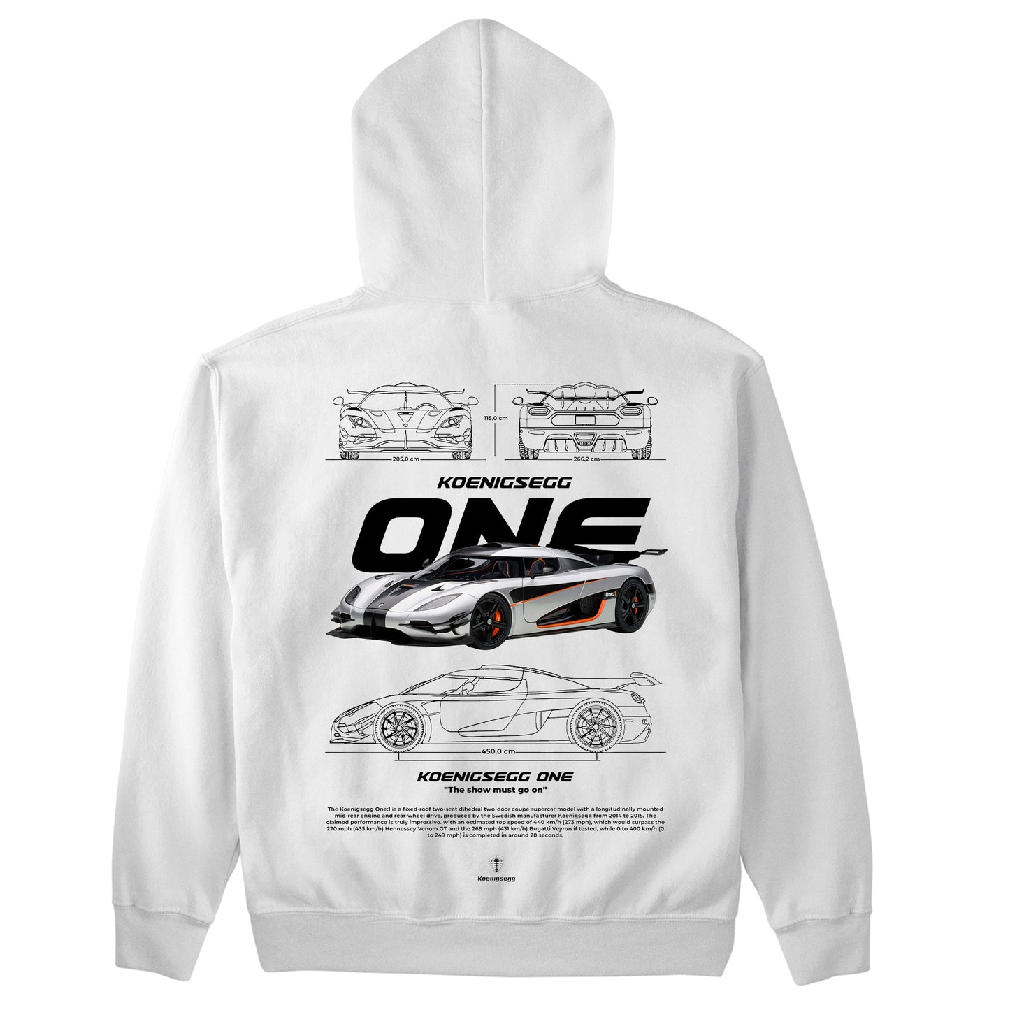 Moletom Básico Com Capuz Koenigsegg ONE W