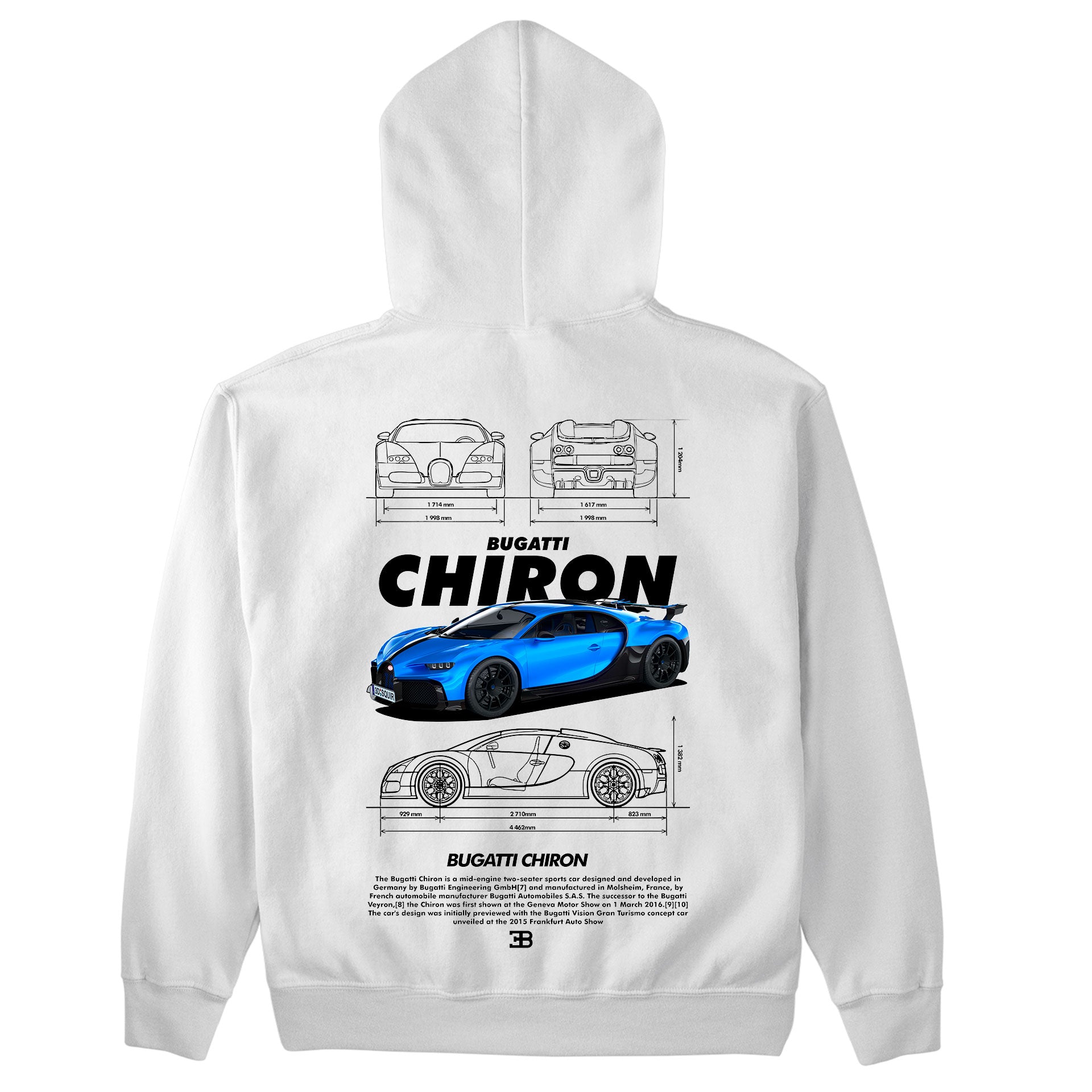 Moletom Básico Com Capuz Unissex Bugatti Chiron White-BRANCO