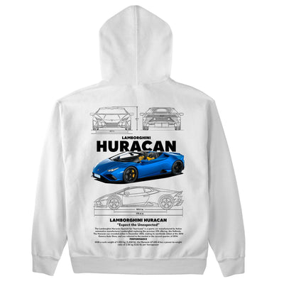 Moletom Básico Com Capuz Unissex Lamborghini Huracan W-BRANCO