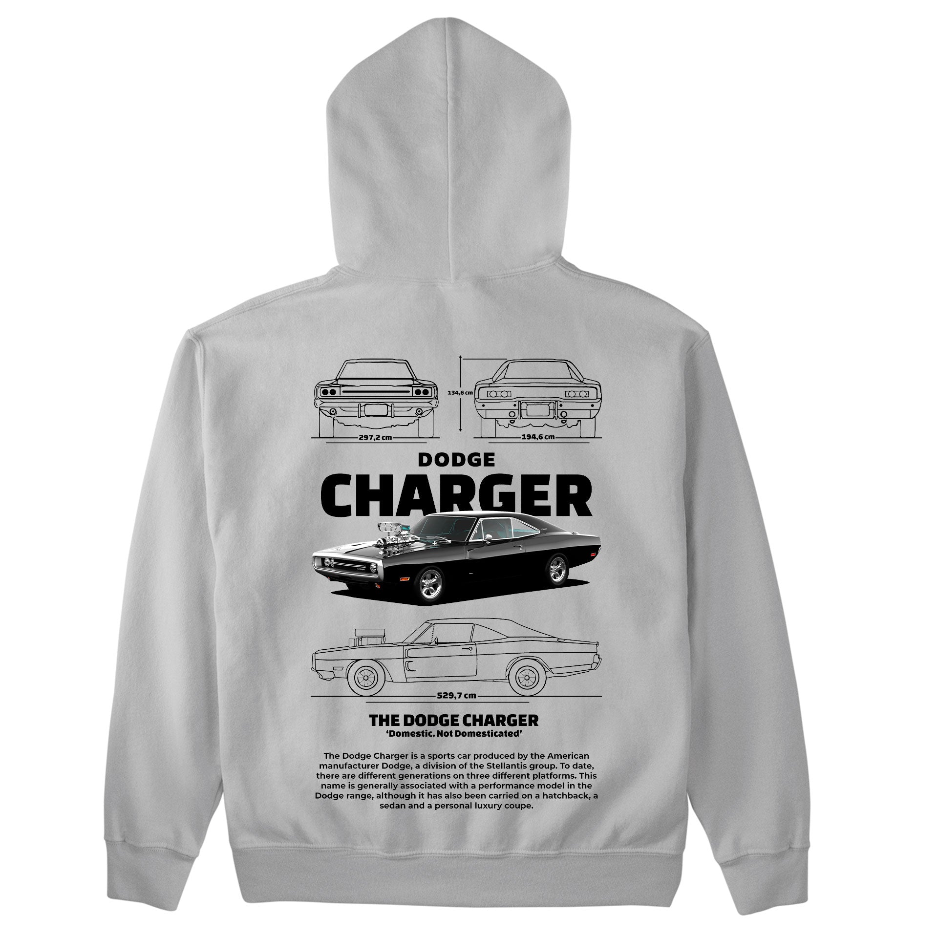 Moletom Básico Com Capuz Unissex Dodge Charger 1970-CINZA