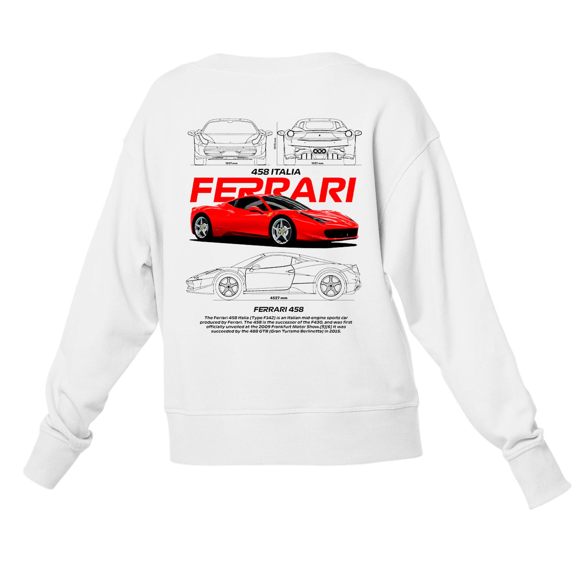 Moletom Gola Redonda Unissex Ferrari 458 ITALIA WHITE-BRANCO