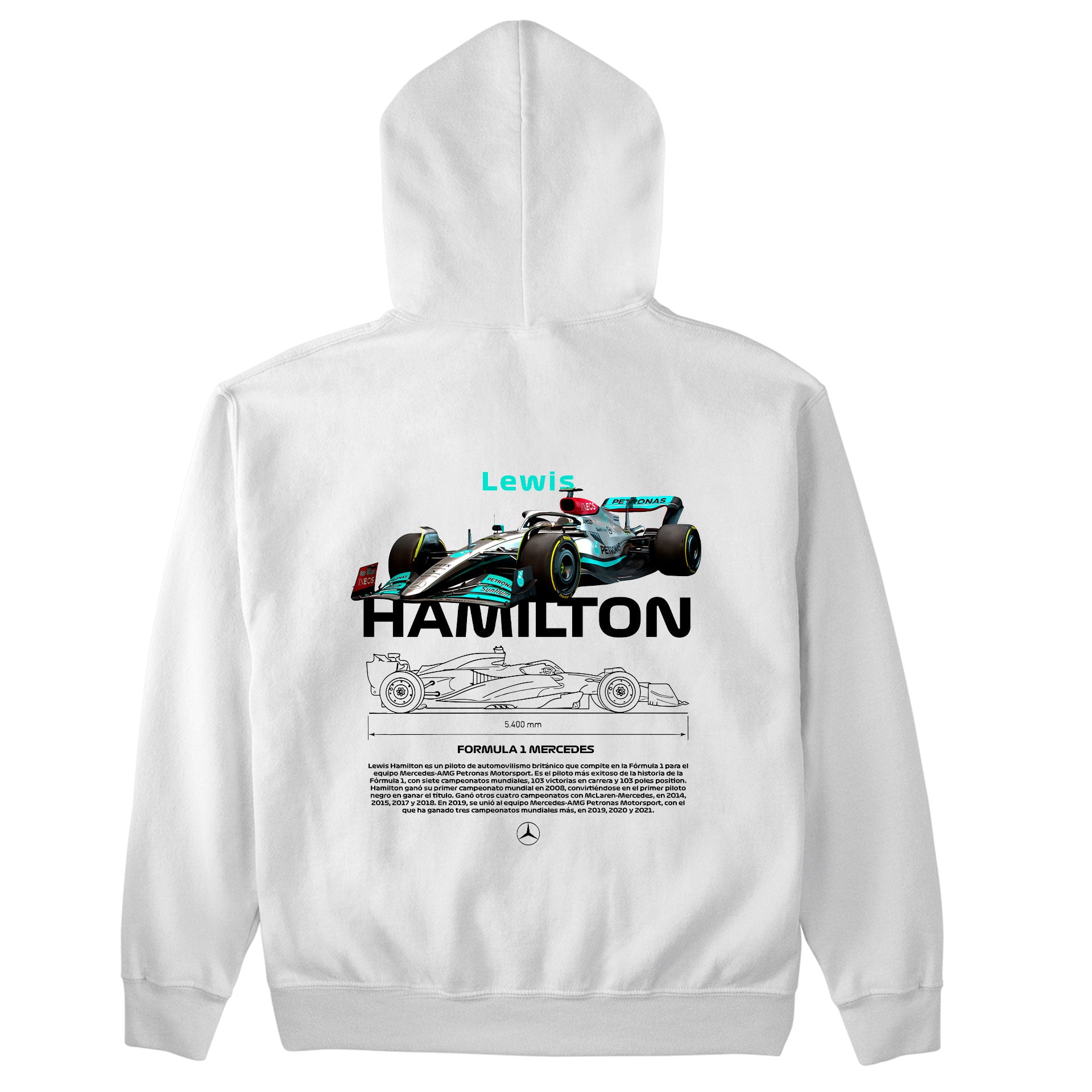 Moletom Básico Com Capuz Unissex Lewis Hamilton BLACK-BRANCO