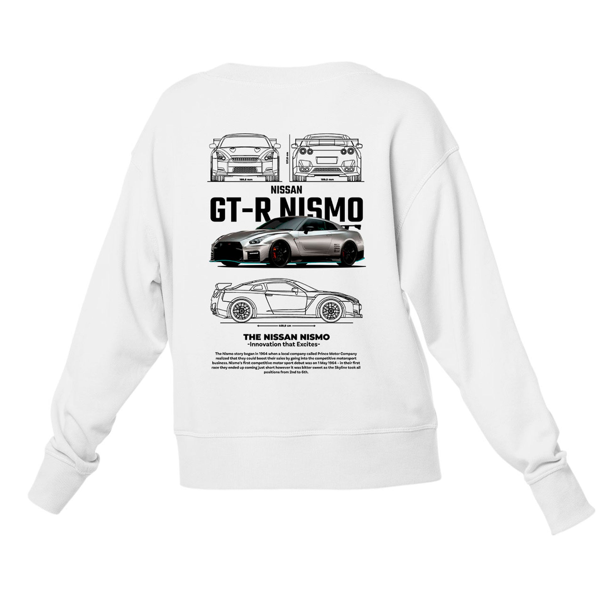 Moletom Gola Redonda Unissex GT-R NISMO-BRANCO