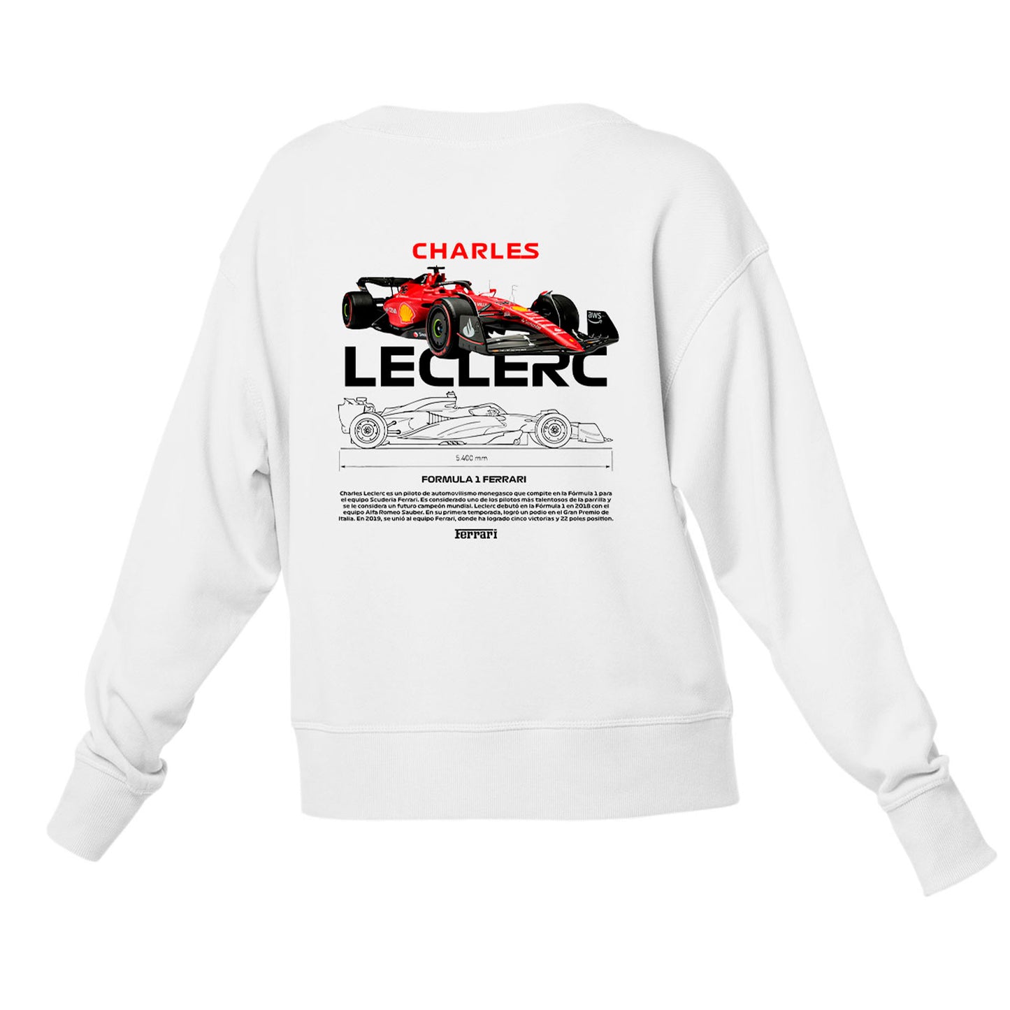 Moletom Gola Redonda Unissex Charles Leclerc- Branco