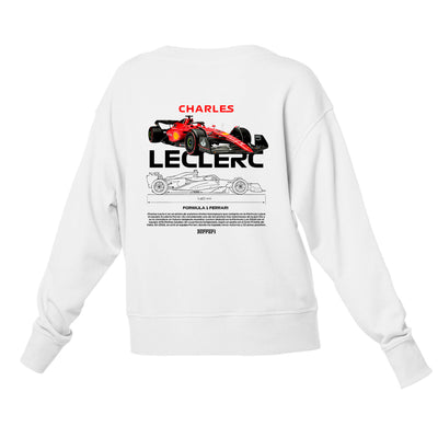 Moletom Gola Redonda Unissex Charles Leclerc- Branco