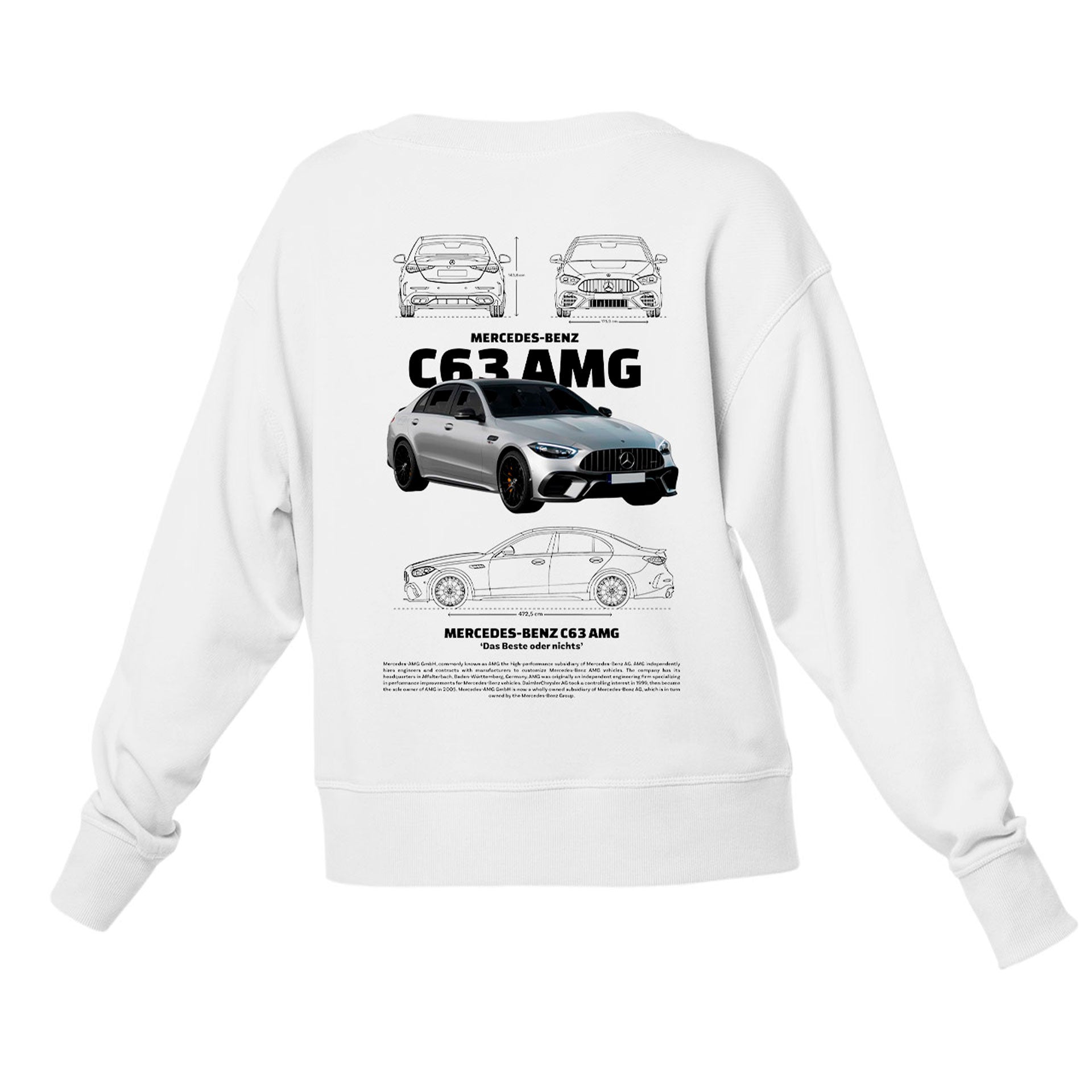 Moletom Gola Redonda Unissex Mercedes Benz c63 AMG W-BRANCO