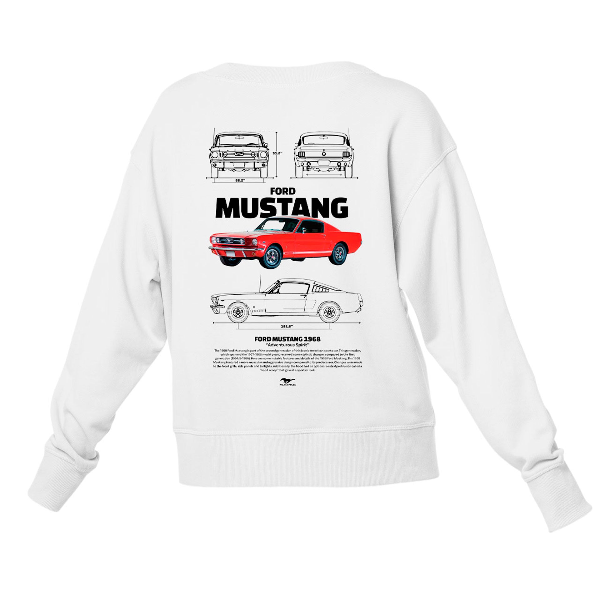 Moletom Gola Redonda Unissex Ford Mustang 1966 W-BRANCO