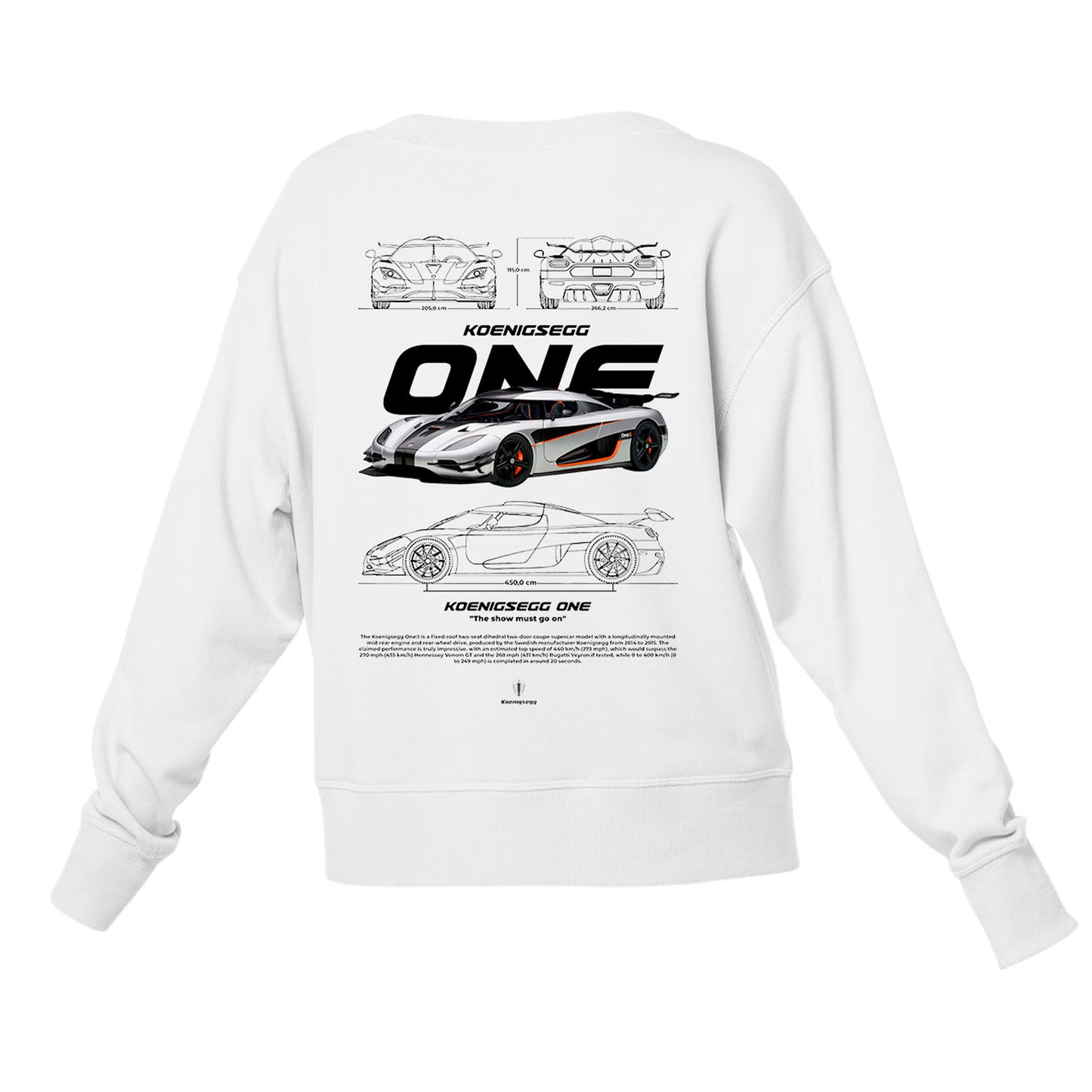 Moletom Gola Redonda Unissex Koenigsegg ONE W-CINZA