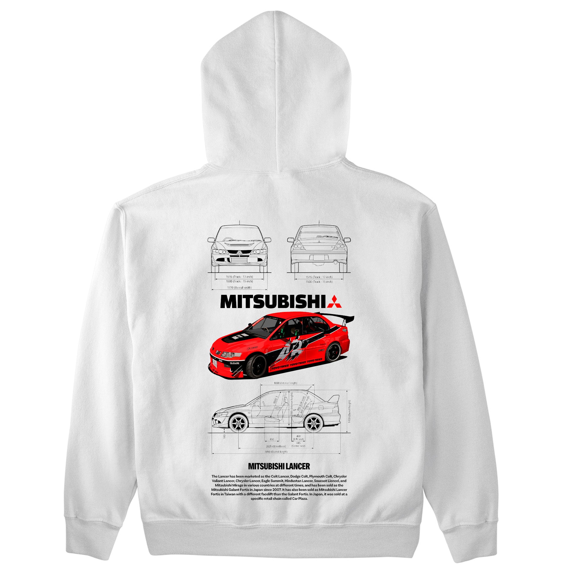 Moletom Básico Com Capuz Unissex Mitsubishi Lancer R-BRANCO