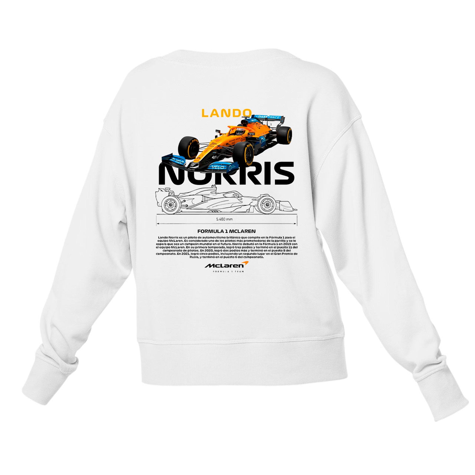 Moletom Gola Redonda Unissex Lando Norris WHITE-BRANCO
