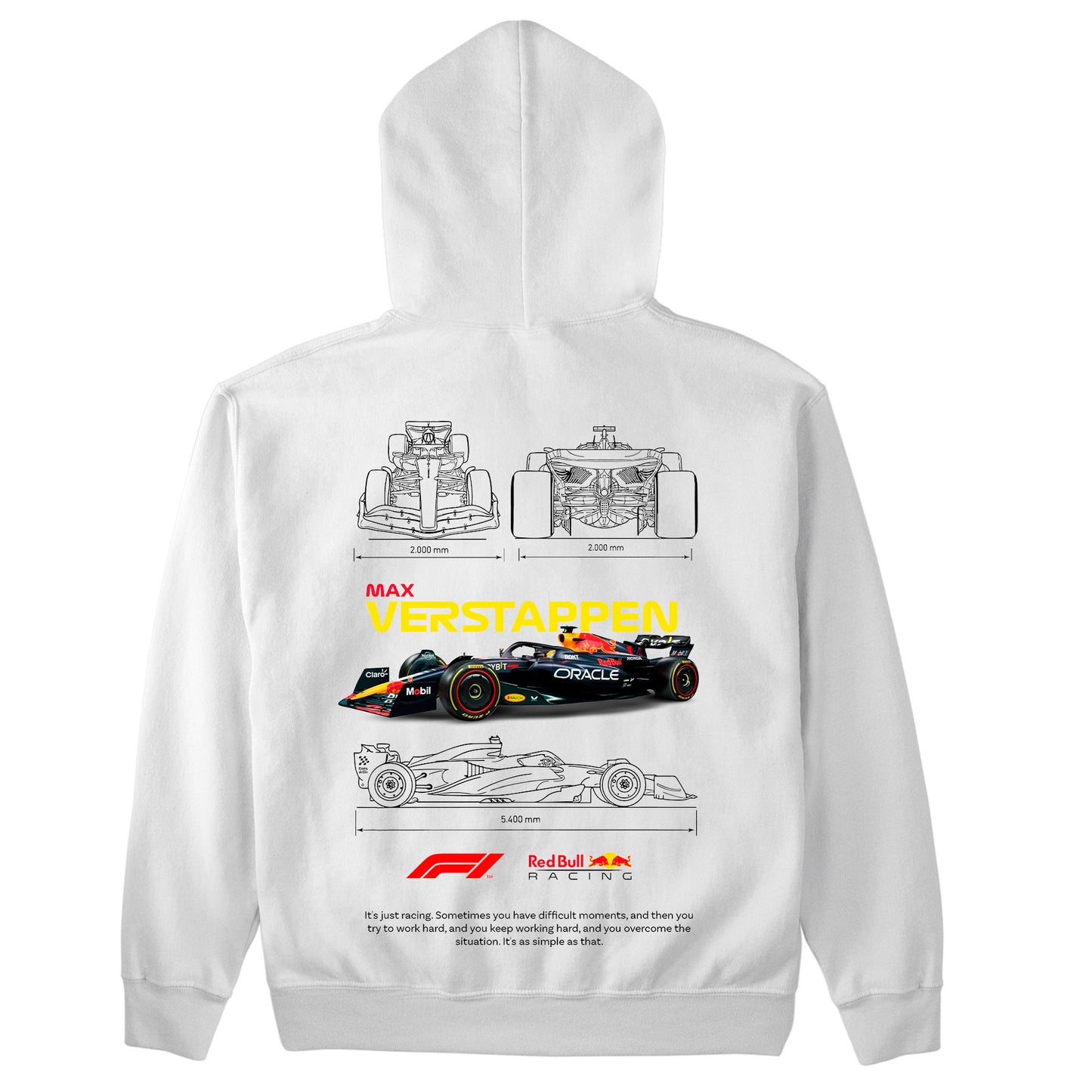 Moletom Básico Com Capuz Unissex F1 Red Bull VERSTAPPEN-BRANCO