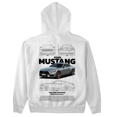 Moletom Básico Com Capuz Unissex Ford Mustang BLACK-BRANCO