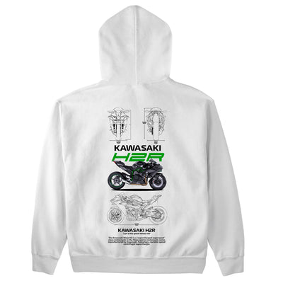 Moletom Básico Com Capuz Unissex Kawasaki H2R-BRANCO