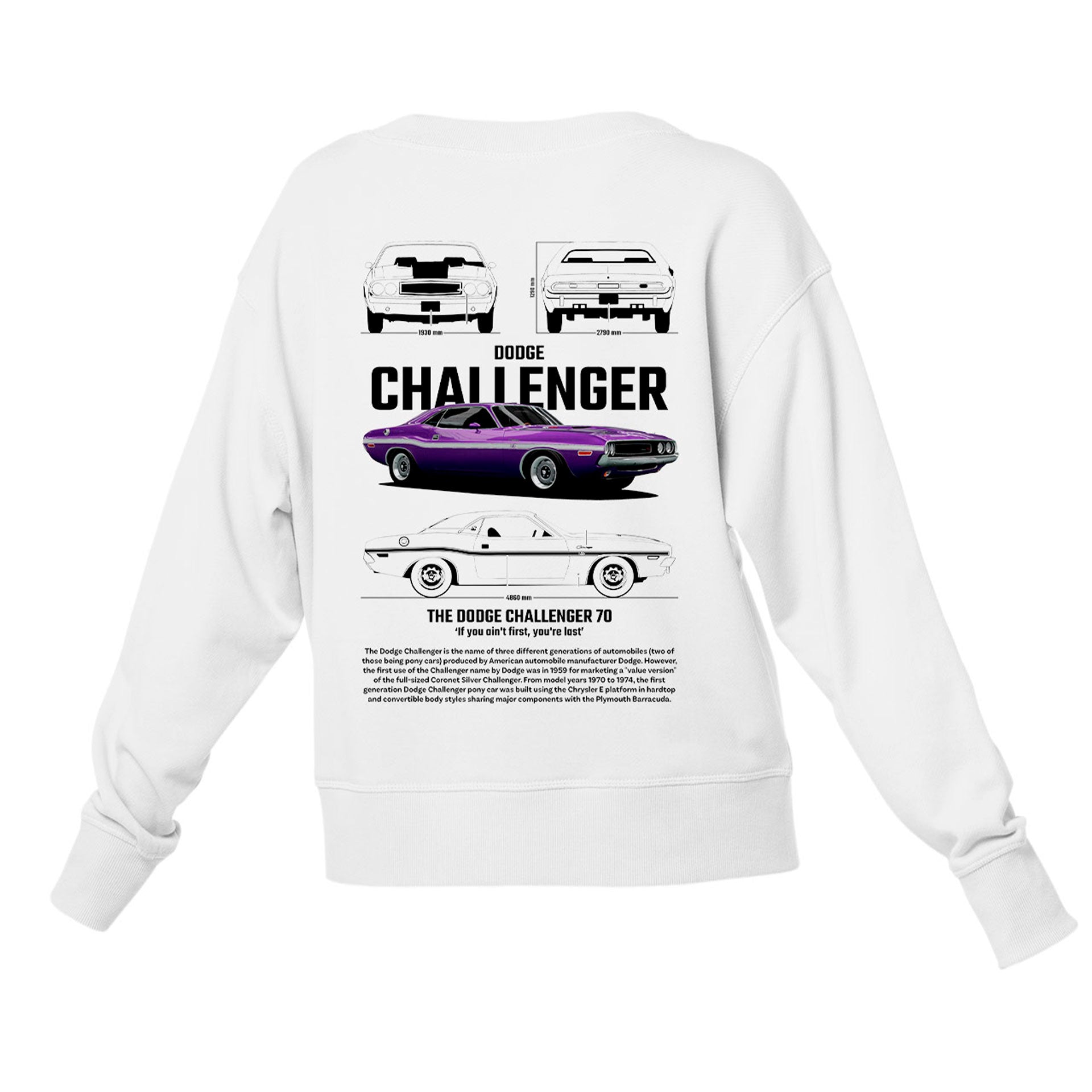 Moletom Gola Redonda Unissex Dodge Challenger 70-BRANCO