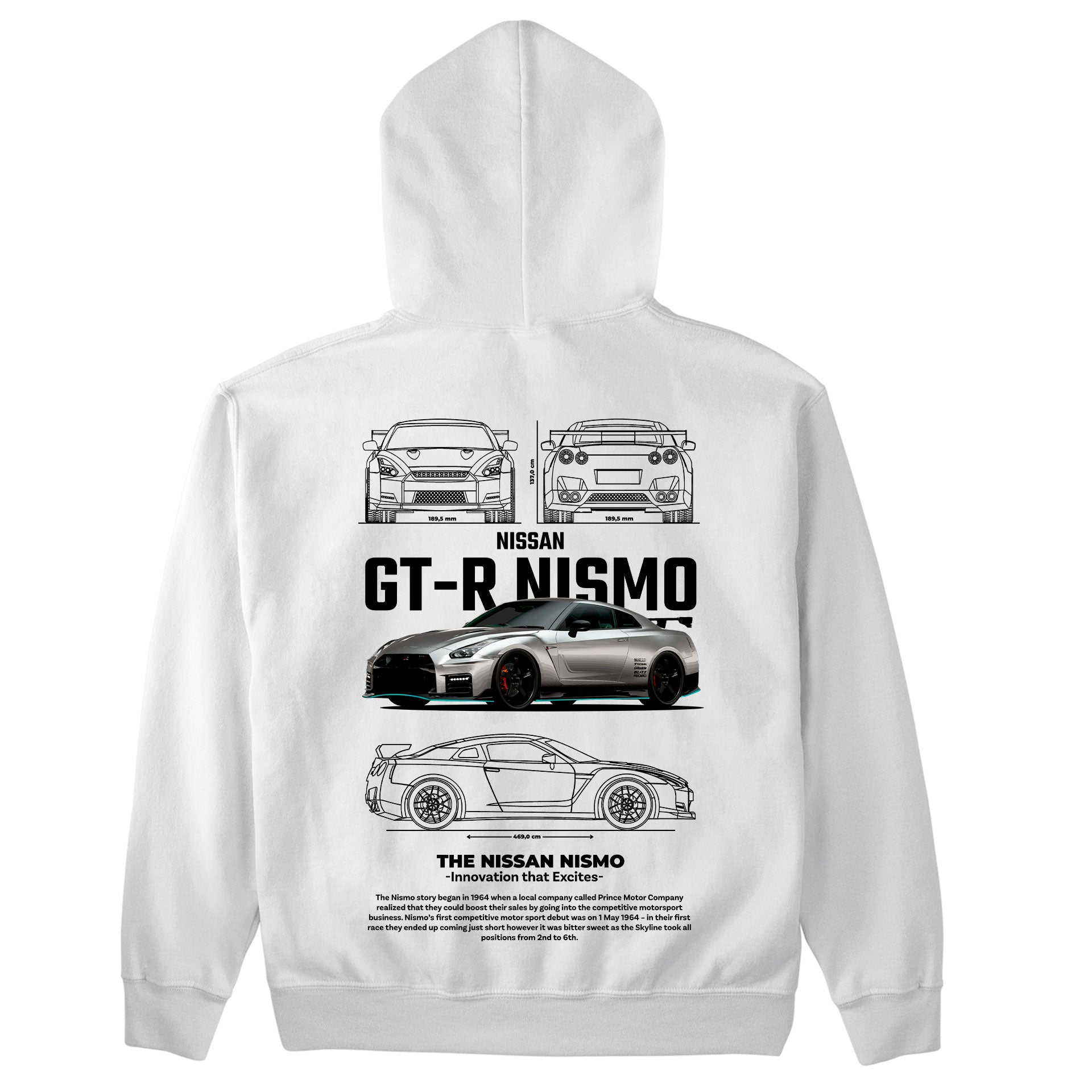 Moletom Básico Com Capuz Unissex GT-R Nismo-BRANCO