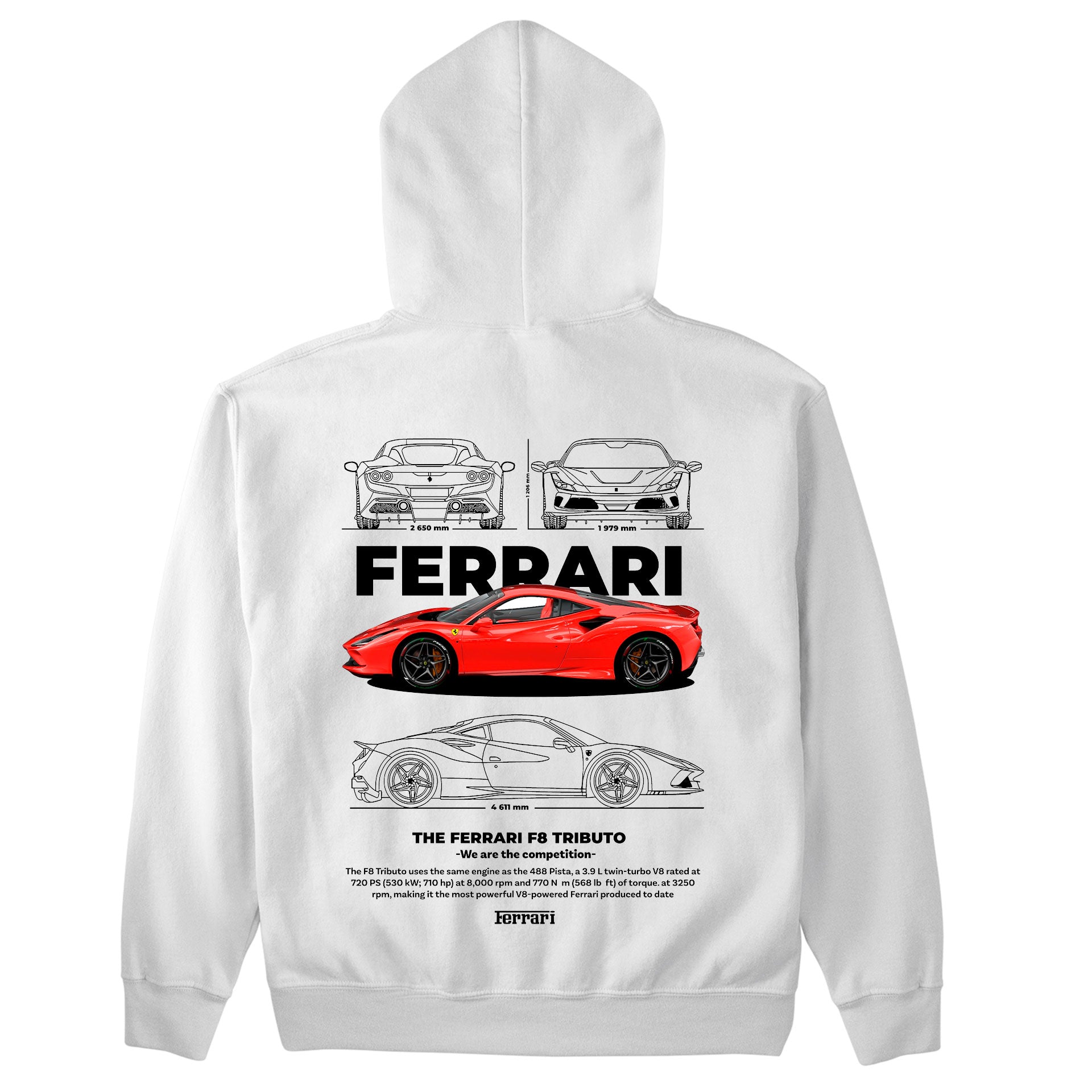 Moletom Básico Com Capuz Unissex Ferrari F8 Tributo - WHITE-BRANCO