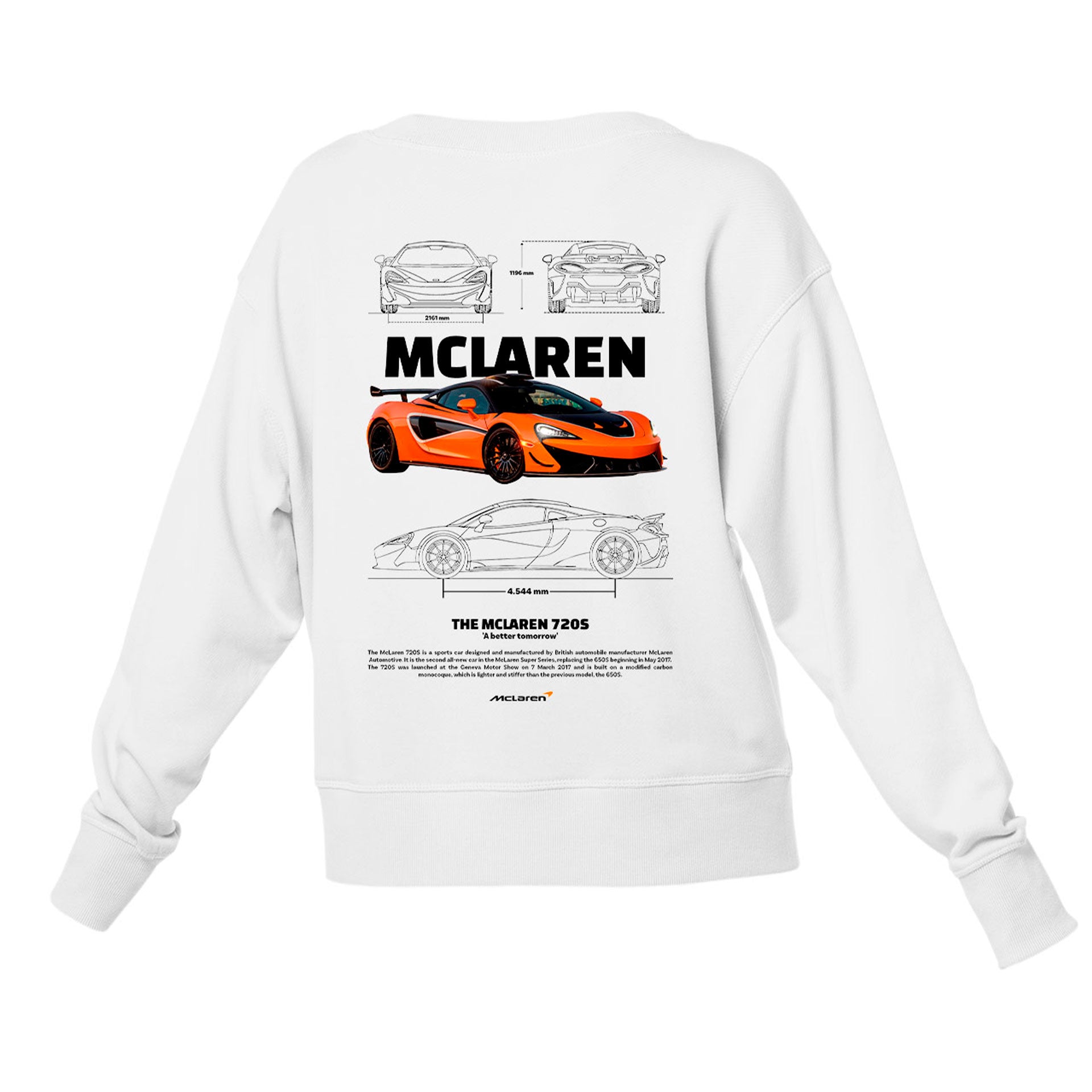 Moletom Gola Redonda Unissex Mclaren 720S ORANGE-BRANCO