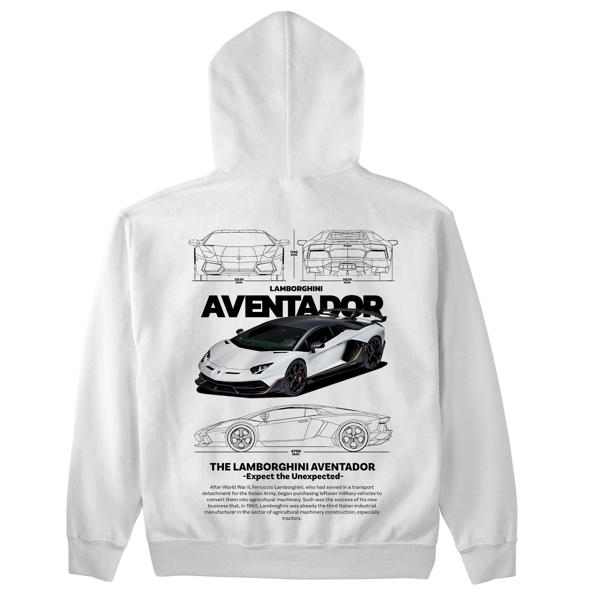 Moletom Básico Com Capuz Lamborghini Aventador WHITE V-BRANCO