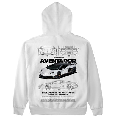 Moletom Básico Com Capuz Lamborghini Aventador WHITE V-BRANCO