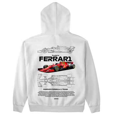 Moletom Básico Com Capuz Unissex Ferrari Fórmula 1 TEAM-BRANCO