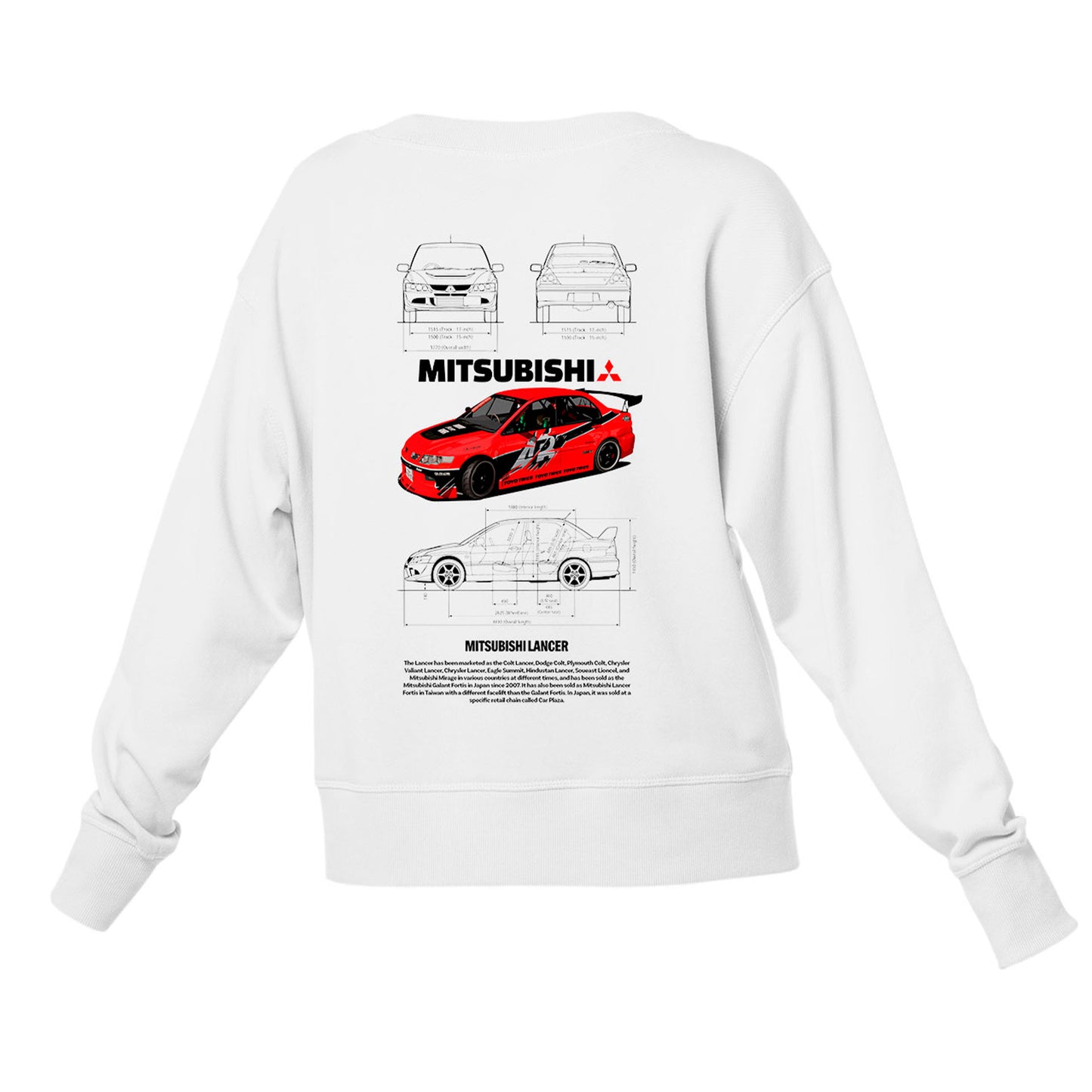 Moletom Gola Redonda Unissex Mitsubishi Lancer R-BRANCO