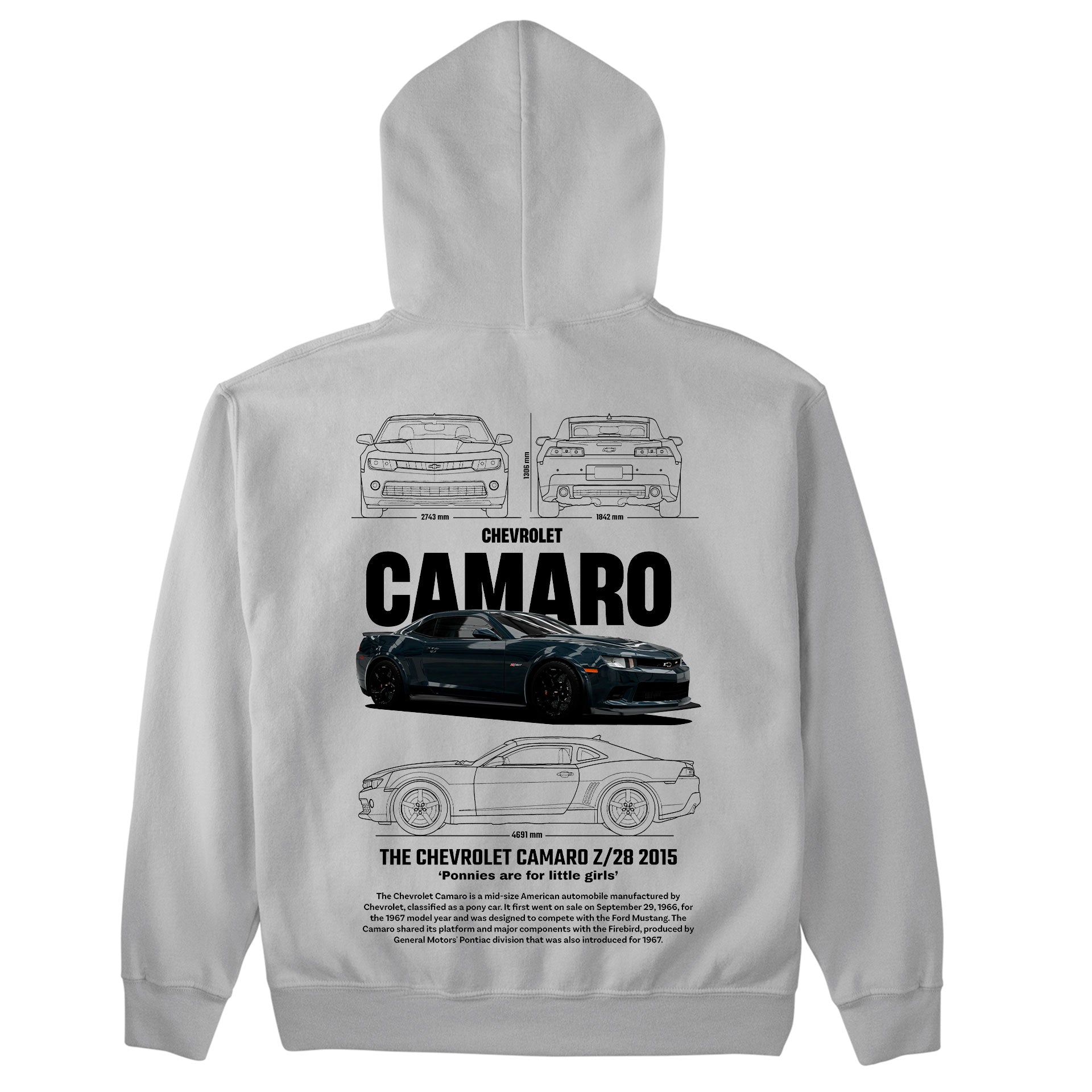 Moletom Básico Com Capuz Unissex Chevrolet Camaro Z28 2015 BLACK-CINZA