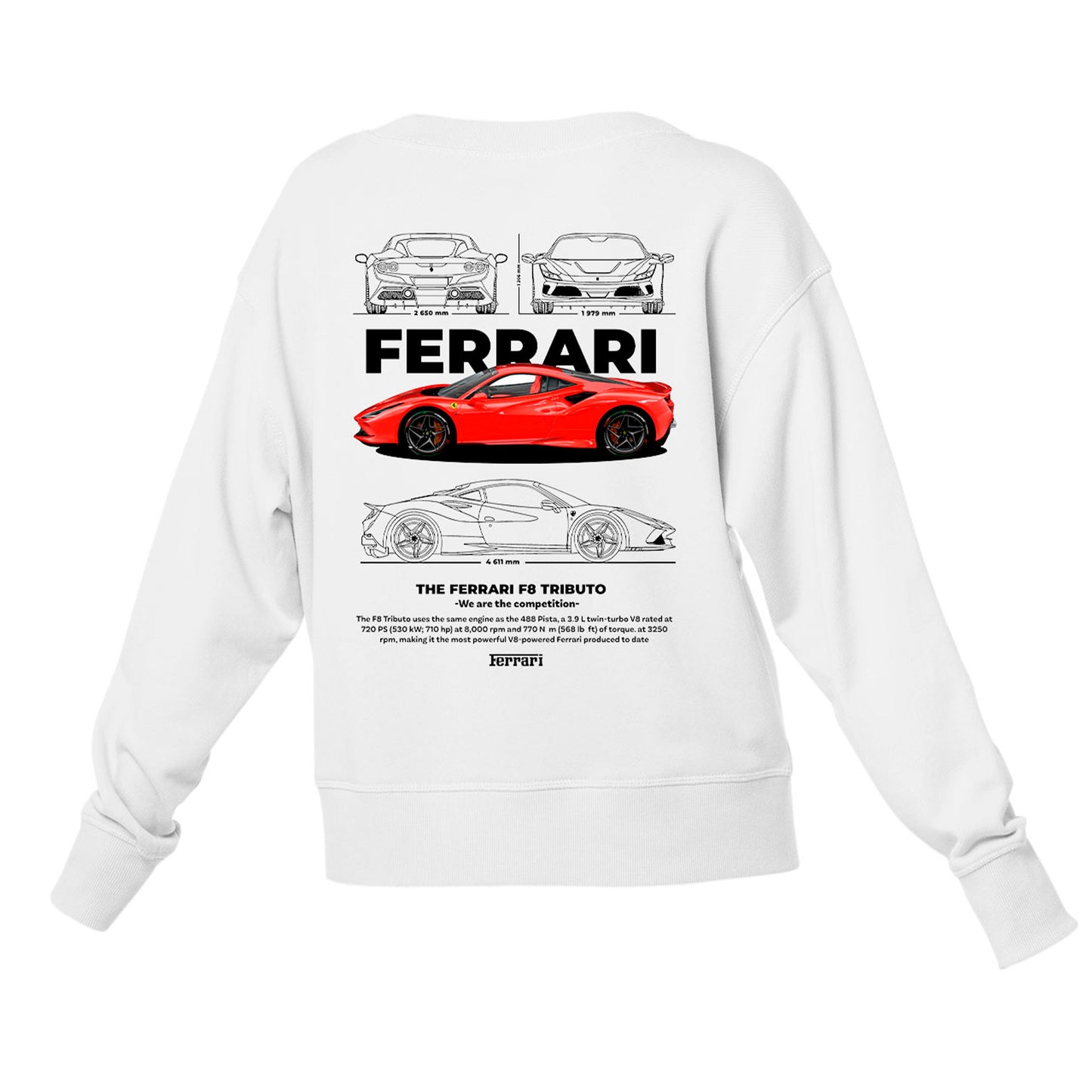 Moletom Gola Redonda Unissex Ferrari F8 TRIBUTO