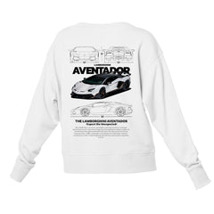 Moletom Gola Redonda Unissex Lamborghini Aventador WHITE V