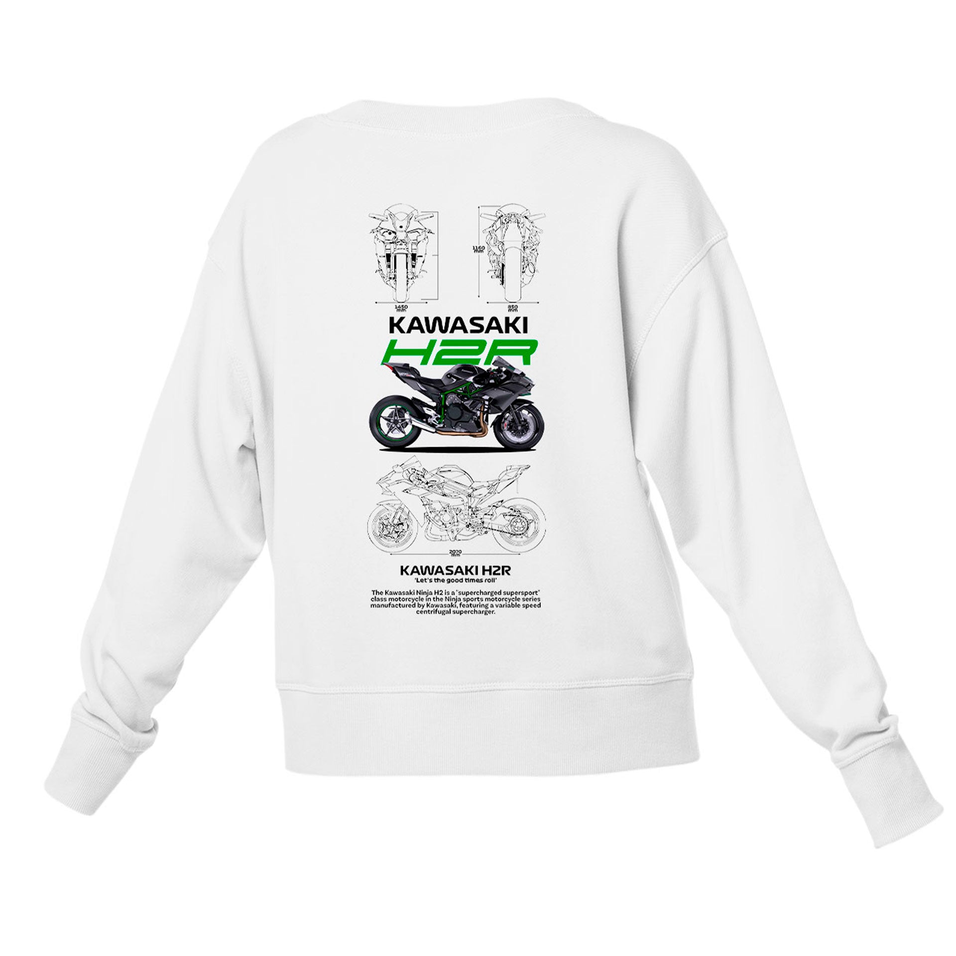 Moletom Gola Redonda Unissex Kawasaki H2R-BRANCO