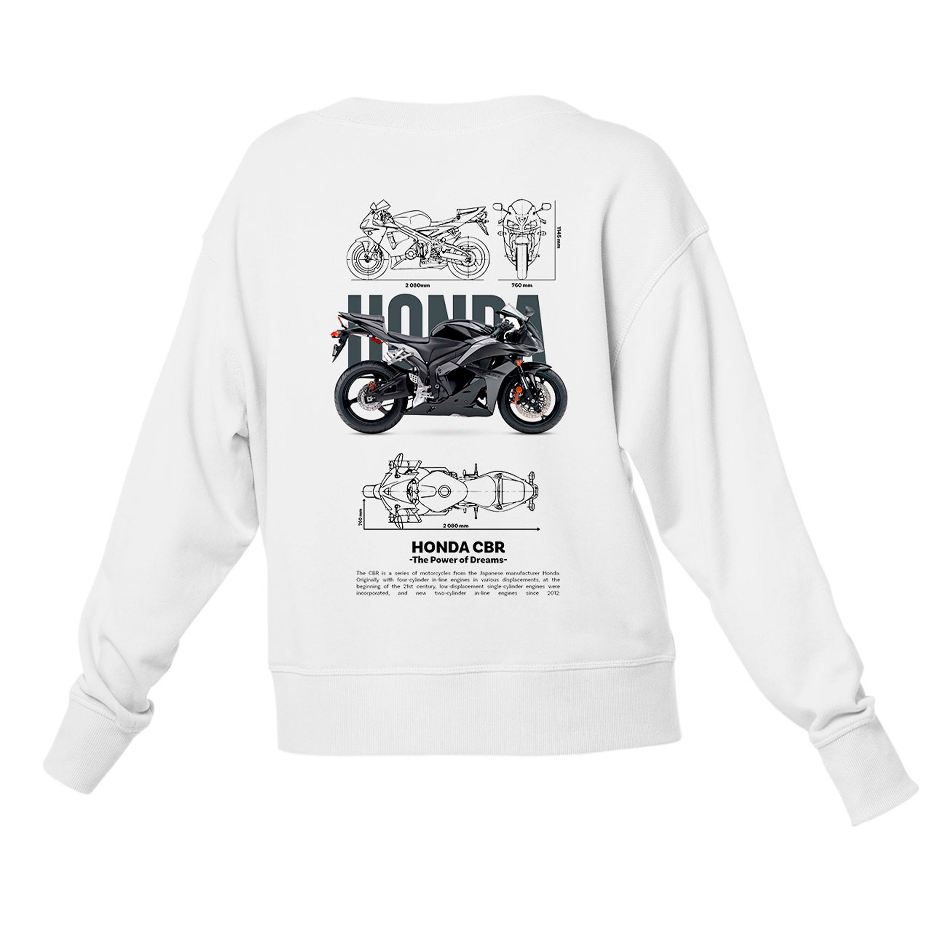 Moletom Gola Redonda Unissex Honda CBR Template 3 G-BRANCO