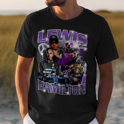 Camiseta Básica Unissex Lewis Hamilton- preto