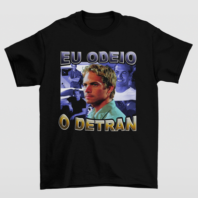 Camiseta Básica Unissex Eu Odeio o Detran- PRETO